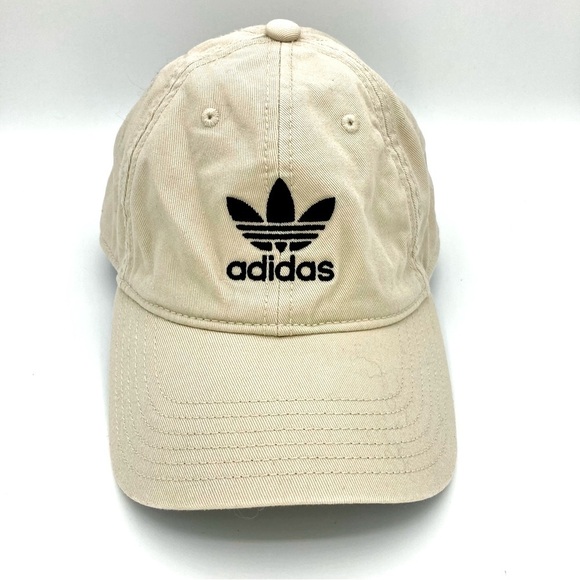 ADIDAS‎ 100% COTTON KHAKI HAT/CAP, WITH BLACK LOGO, ADJ STRAPBACK UNISEX OSFM - Picture 1 of 11